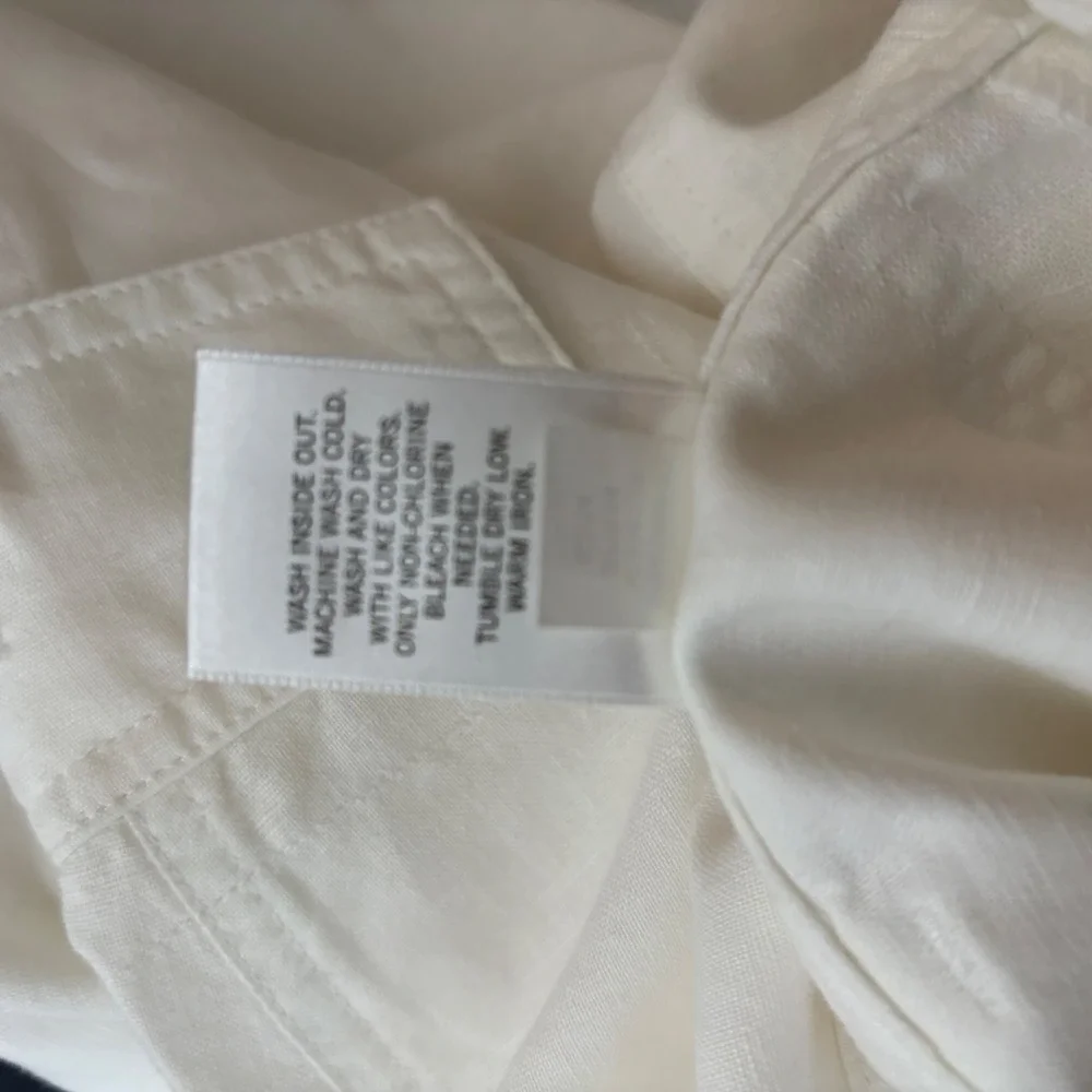 Banana Republic Martin Fit White Linen Blend Cropped Cargo‎ Pants Womens 6